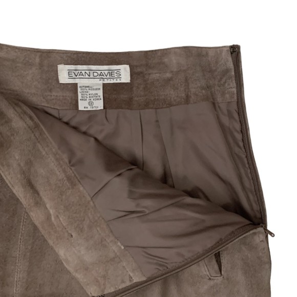 Vintage Evan Davies Brown Pigsuede Pencil Straight Skirt Size 12 Knee Length - Picture 5 of 6